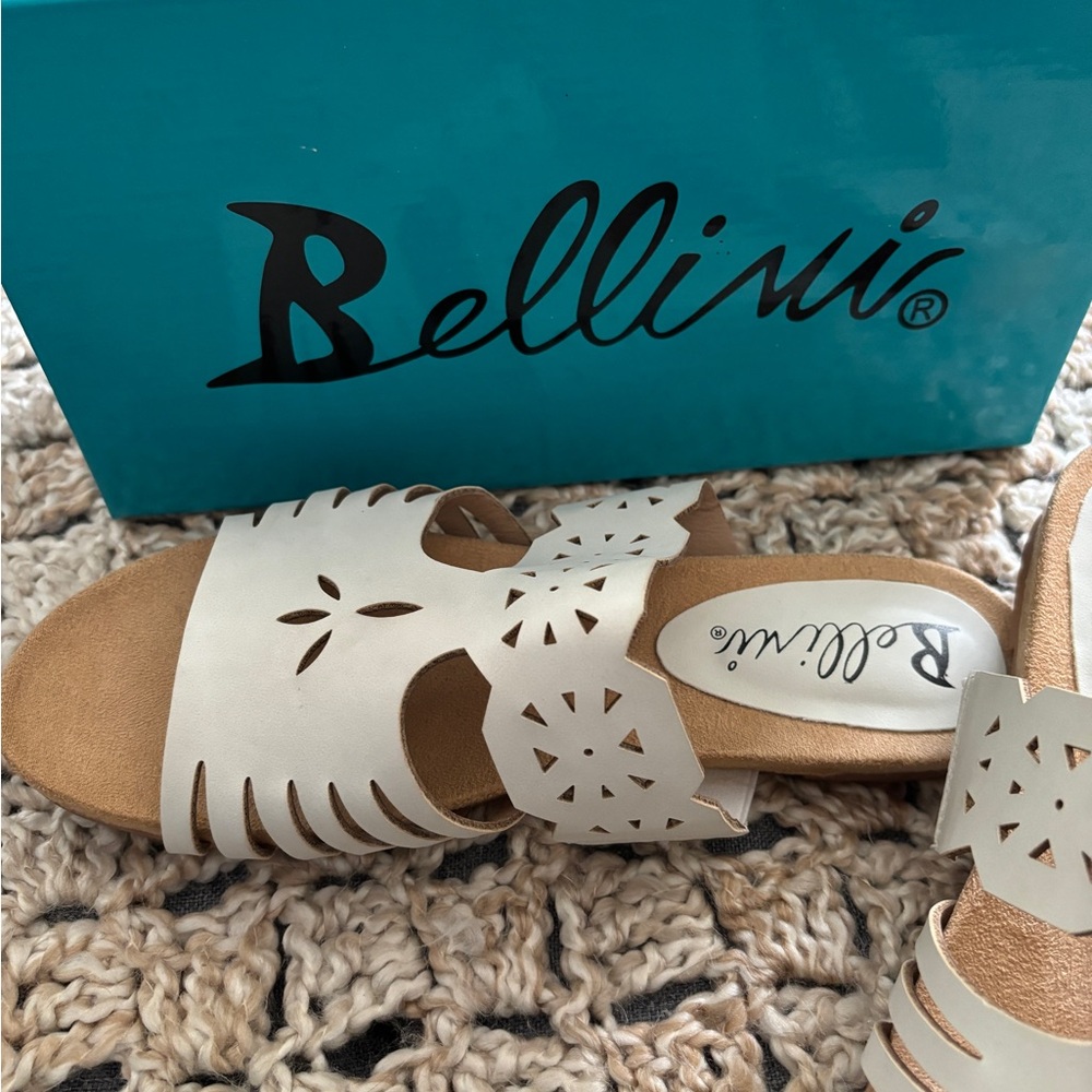 New Bellini women white faux nubuck sandal, 7 1/2 wide